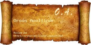 Orsós Apollinár névjegykártya